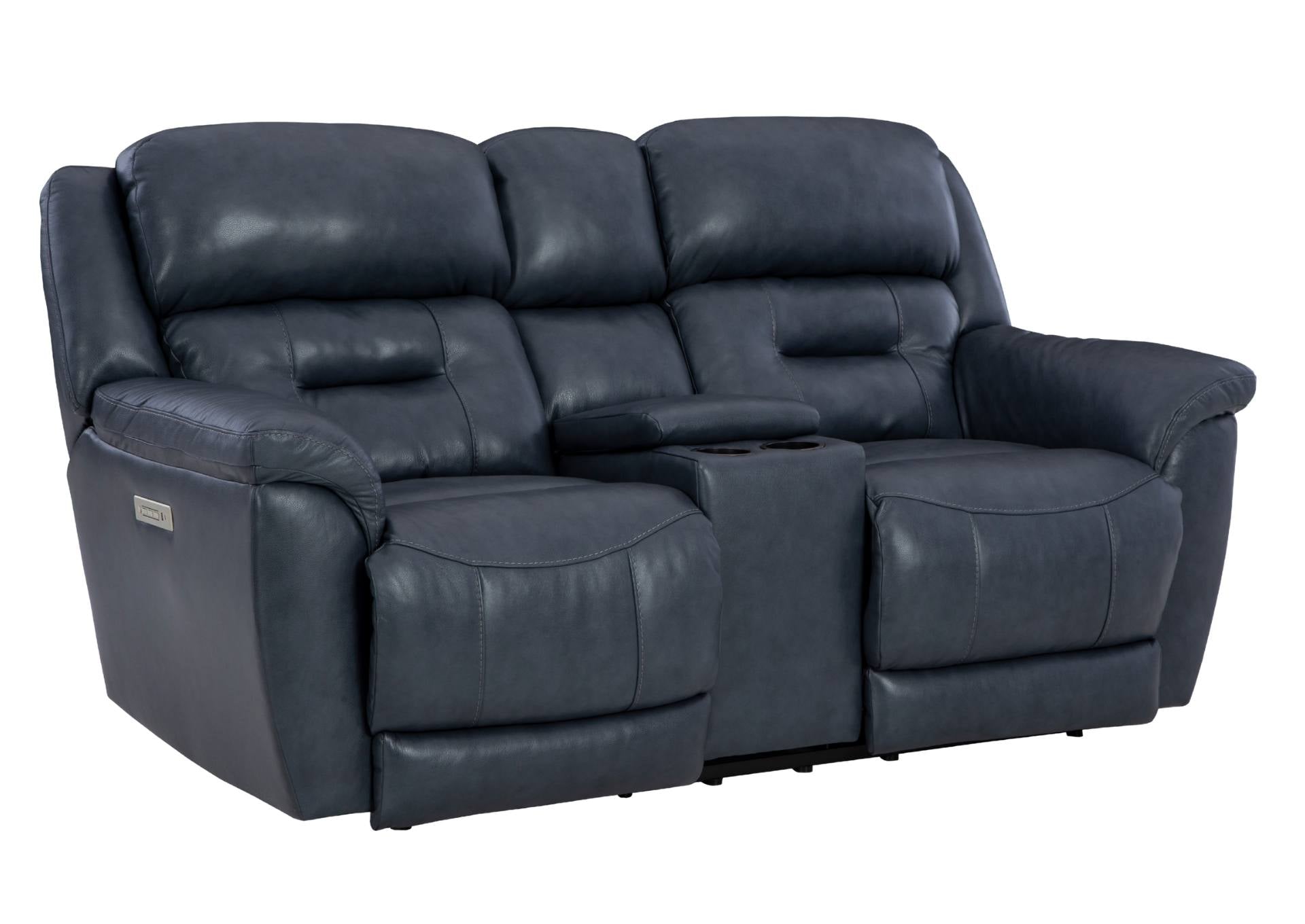 Laredo Leather Power Loveseat With Console - Midnight