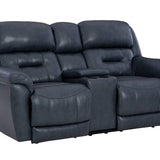 Laredo Leather Power Loveseat With Console - Midnight