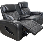 VAMOND BLACK LEATHER POWER CONSOLE LOVESEAT WITH AIR MASSAGE AND IMMERSIVE AUDIO - Additional View 2