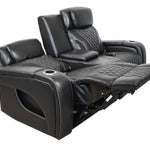 VAMOND BLACK LEATHER POWER CONSOLE LOVESEAT WITH AIR MASSAGE AND IMMERSIVE AUDIO - Additional View 3