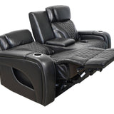 VAMOND BLACK LEATHER POWER CONSOLE LOVESEAT WITH AIR MASSAGE AND IMMERSIVE AUDIO - Additional View 3
