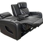 VAMOND BLACK LEATHER POWER CONSOLE LOVESEAT WITH AIR MASSAGE AND IMMERSIVE AUDIO - Additional View 4