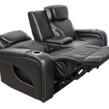 VAMOND BLACK LEATHER POWER CONSOLE LOVESEAT WITH AIR MASSAGE AND IMMERSIVE AUDIO - Additional View 4