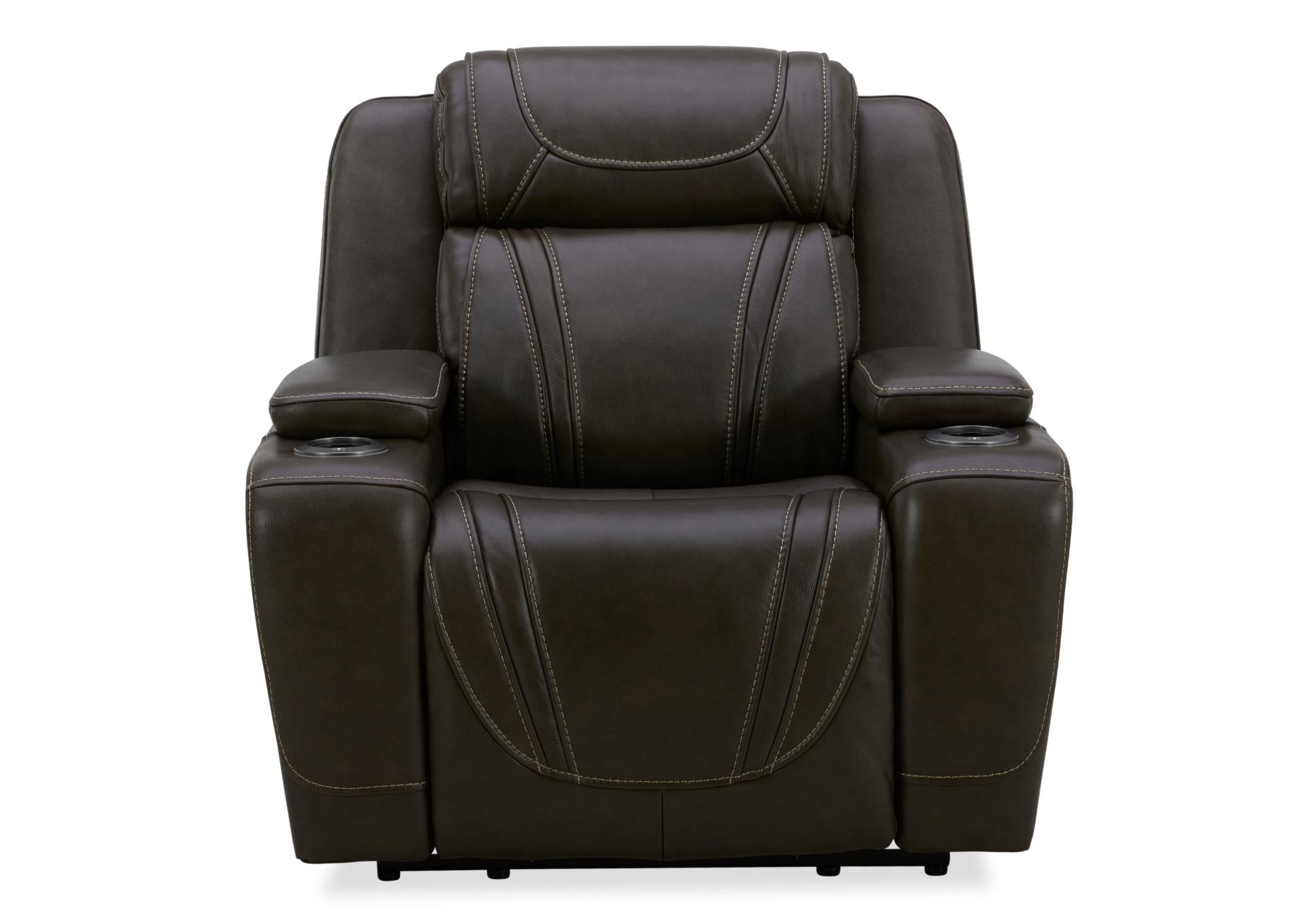 Boston Leather Power Recliner - Charcoal