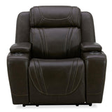 Boston Leather Power Recliner - Charcoal