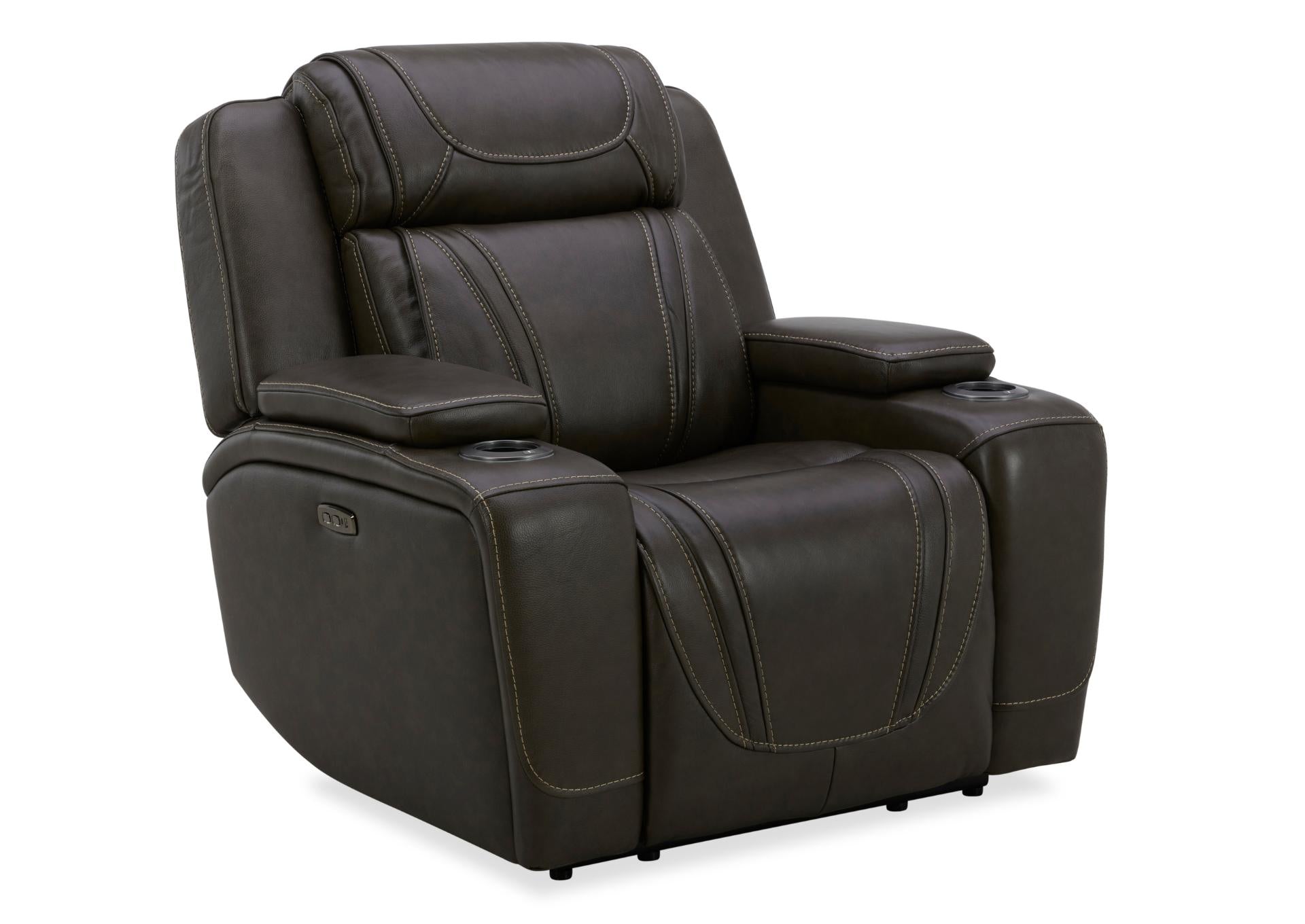 Boston Leather Power Recliner - Charcoal - Additional View 1