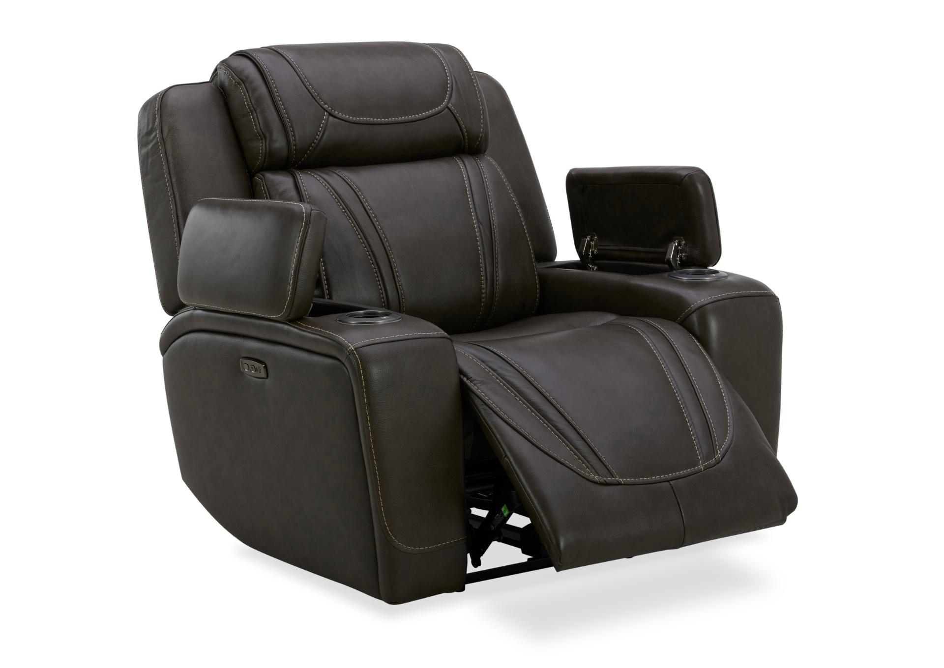 Boston Leather Power Recliner - Charcoal - Additional View 2