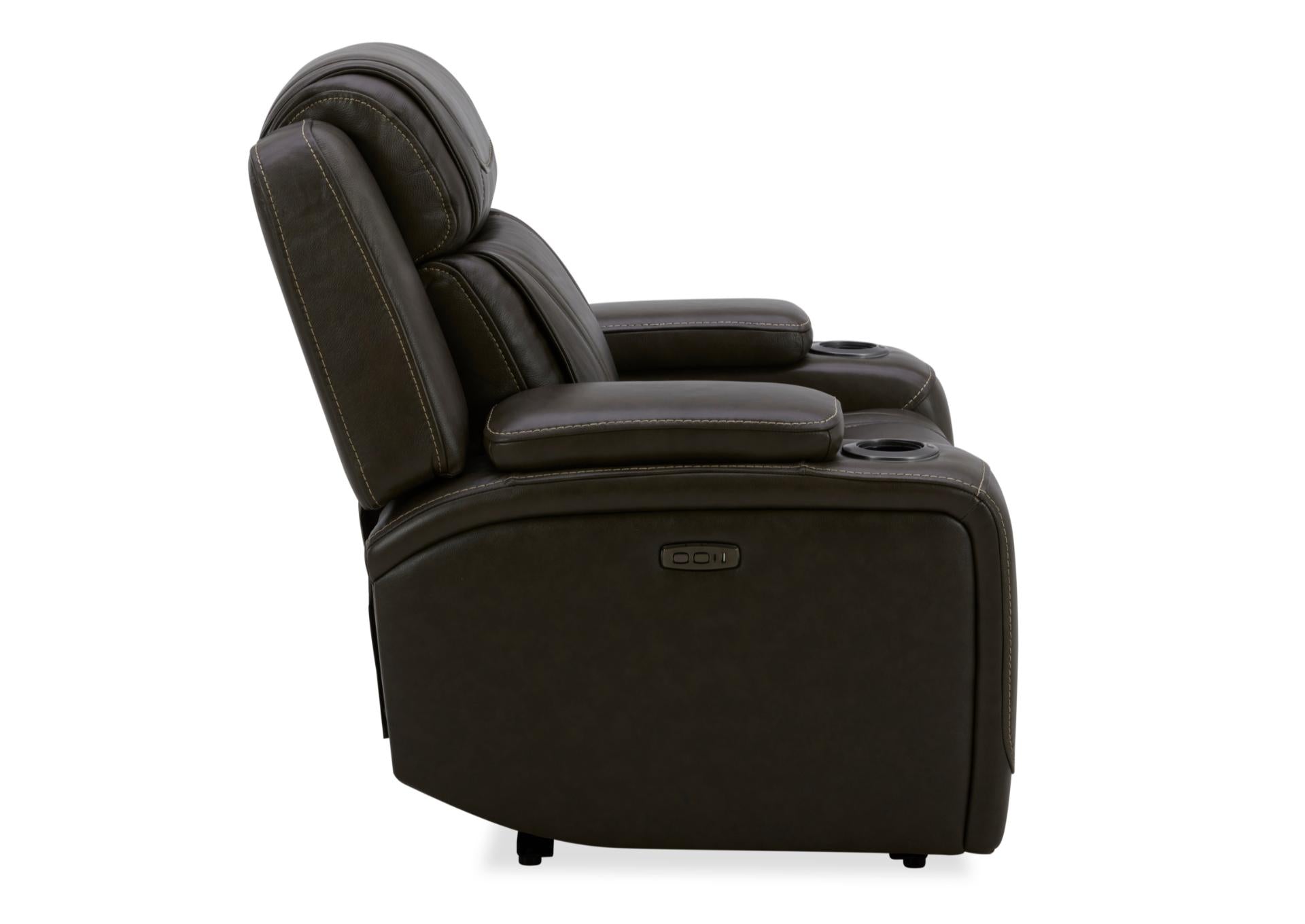Boston Leather Power Recliner - Charcoal - Additional View 4
