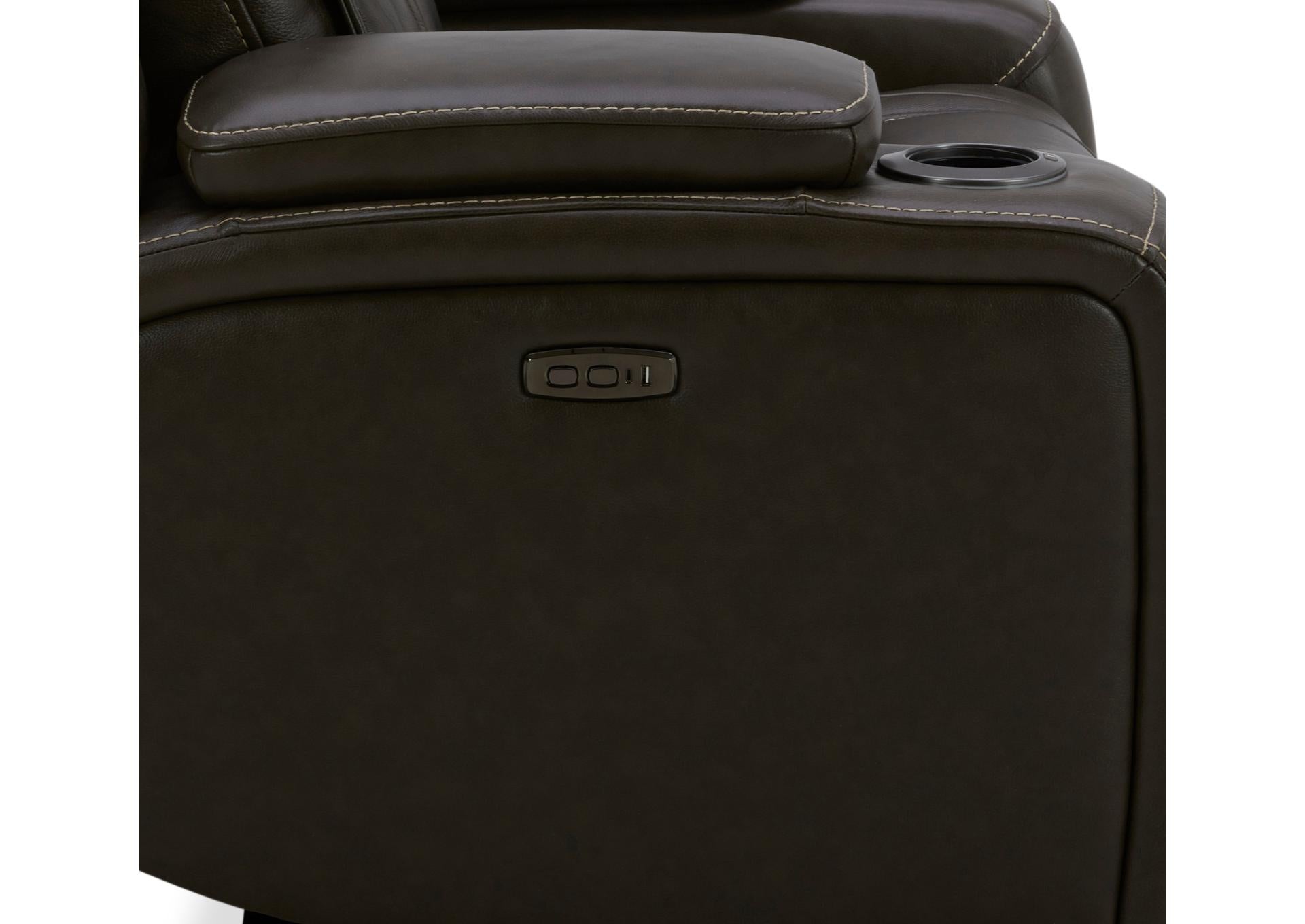 Boston Leather Power Recliner - Charcoal - Additional View 5