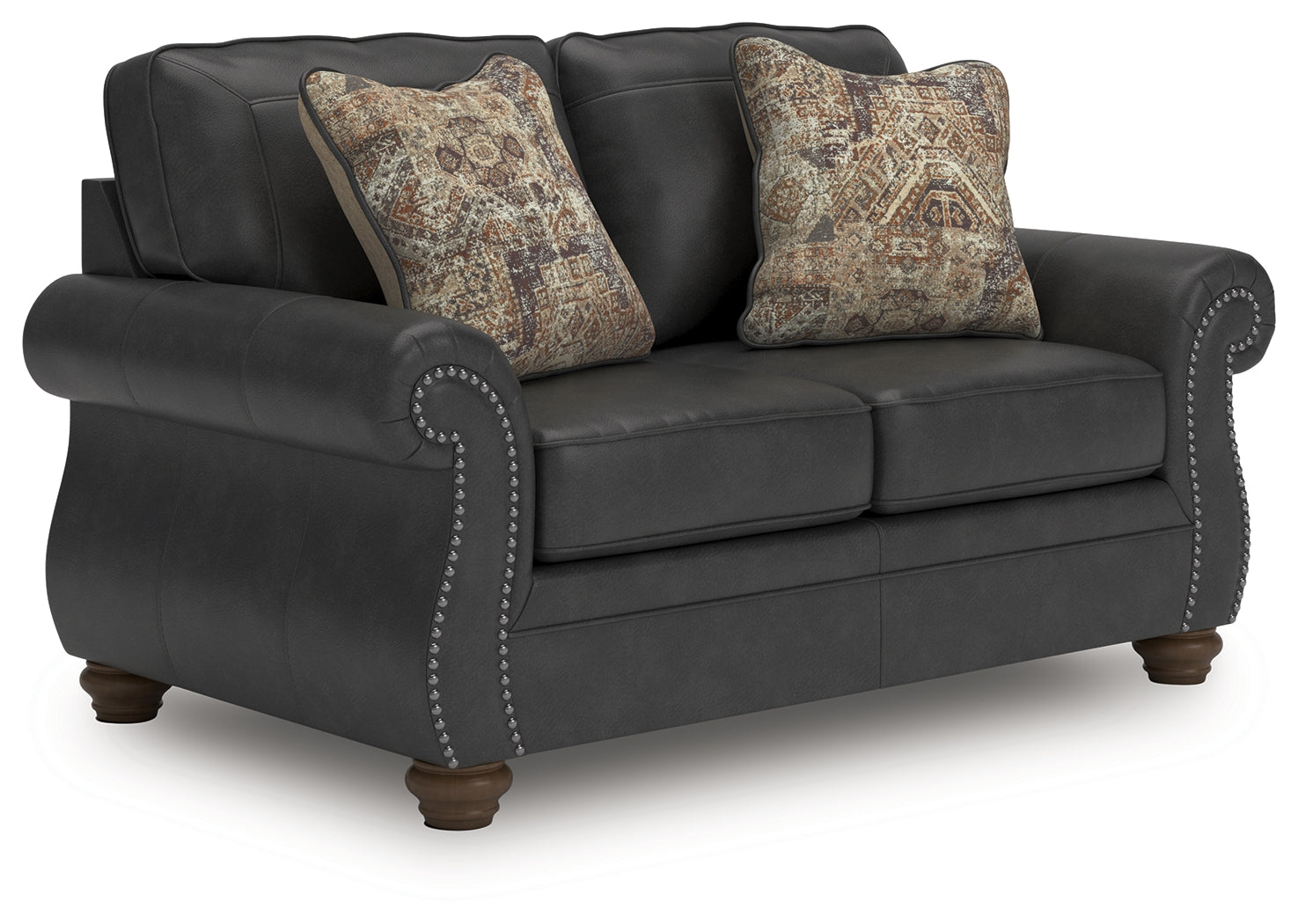 Ashley Furniture - Shadsburne Loveseat - Granite - Dark Gray Faux Leather - Loveseats