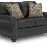 Ashley Furniture - Shadsburne Loveseat - Granite - Dark Gray Faux Leather - Loveseats