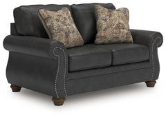 Ashley Furniture - Shadsburne Loveseat - Granite - Dark Gray Faux Leather - Loveseats
