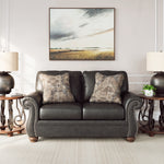 Ashley Furniture - Shadsburne Loveseat - Granite - Dark Gray Faux Leather - Loveseats - Additional View 1