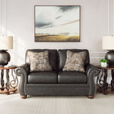 Ashley Furniture - Shadsburne Loveseat - Granite - Dark Gray Faux Leather - Loveseats - Additional View 1