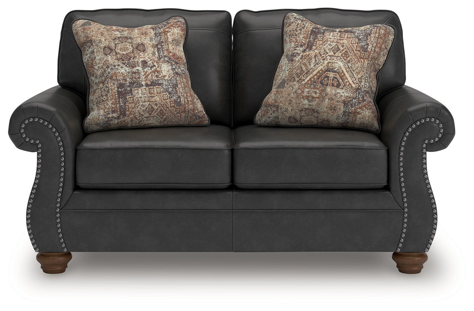 Ashley Furniture - Shadsburne Loveseat - Granite - Dark Gray Faux Leather - Loveseats - Additional View 2