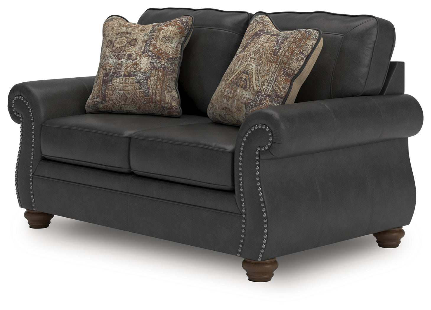 Ashley Furniture - Shadsburne Loveseat - Granite - Dark Gray Faux Leather - Loveseats - Additional View 3