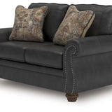 Ashley Furniture - Shadsburne Loveseat - Granite - Dark Gray Faux Leather - Loveseats - Additional View 3