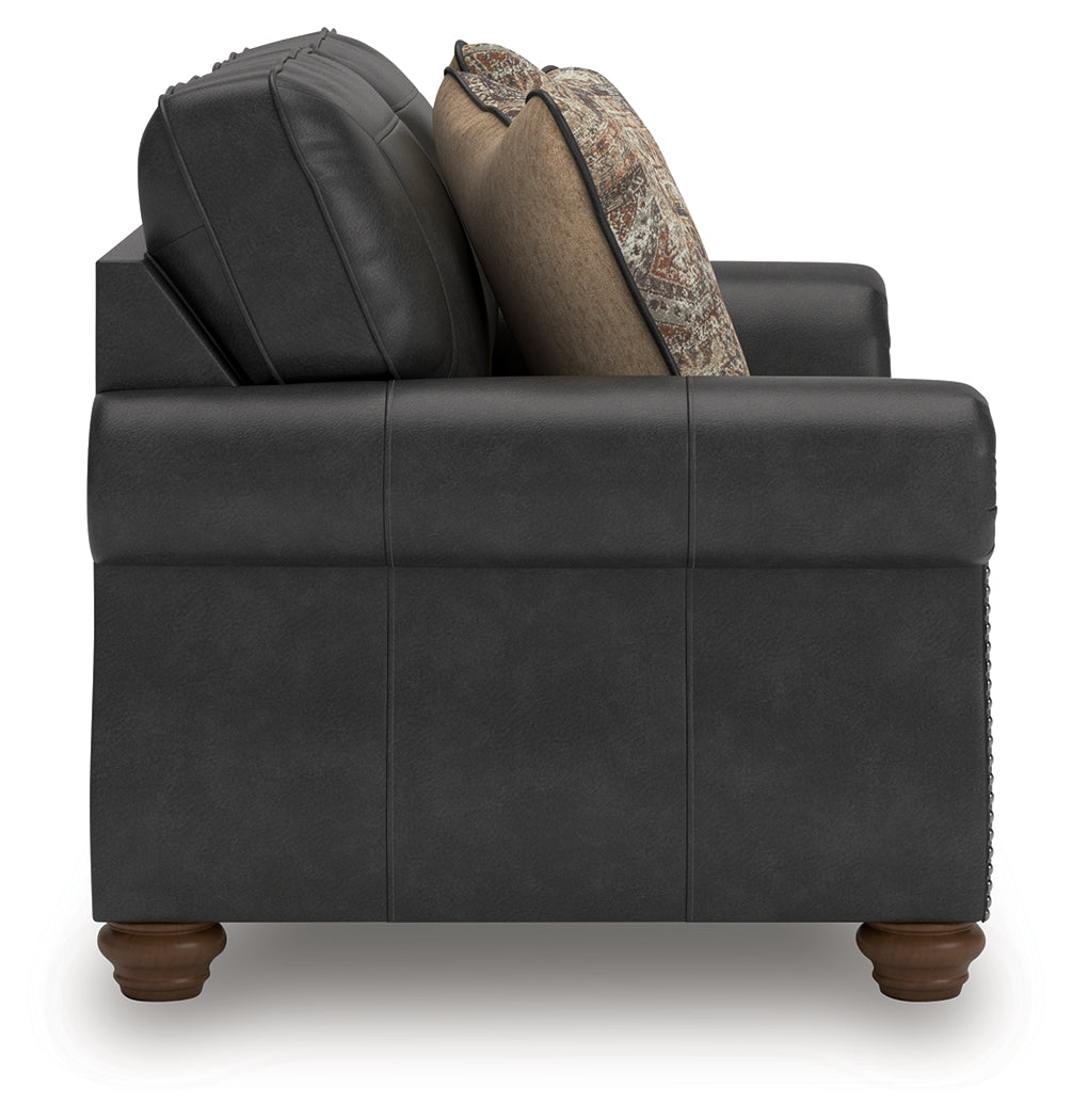 Ashley Furniture - Shadsburne Loveseat - Granite - Dark Gray Faux Leather - Loveseats - Additional View 4