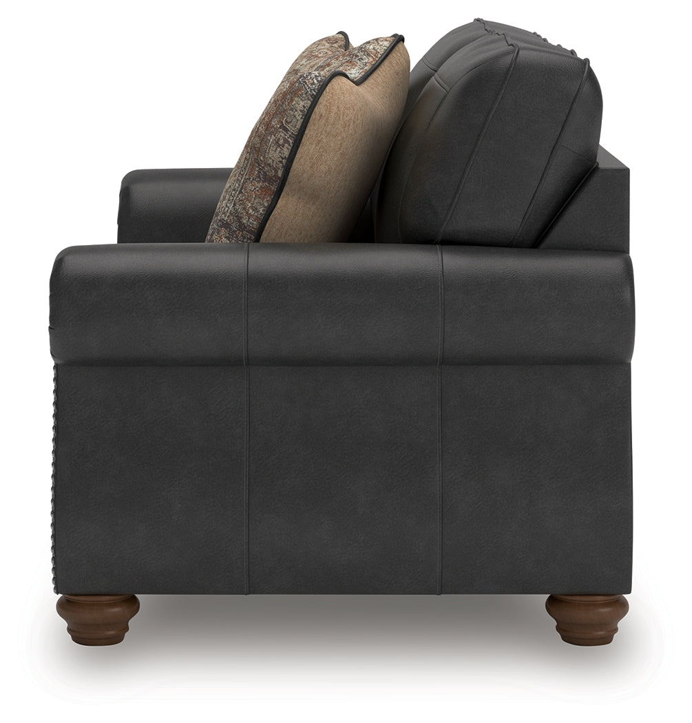 Ashley Furniture - Shadsburne Loveseat - Granite - Dark Gray Faux Leather - Loveseats - Additional View 6
