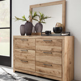 Ashley Furniture - Hyanna Dresser And Mirror - Brown - Beige Wood|Glass - Dresser & Mirror - Additional View 1