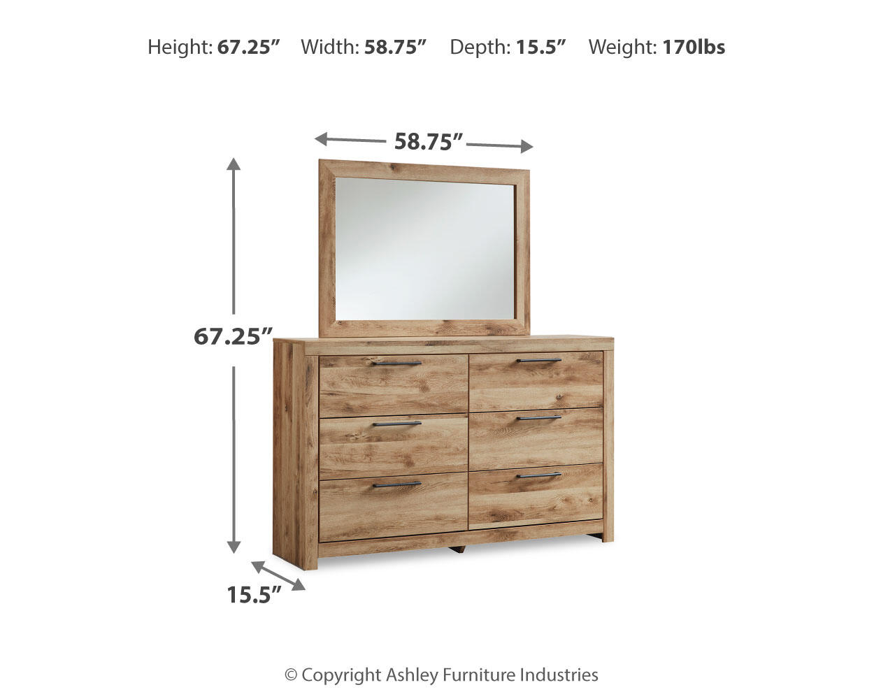 Ashley Furniture - Hyanna Dresser And Mirror - Brown - Beige Wood|Glass - Dresser & Mirror - Additional View 4
