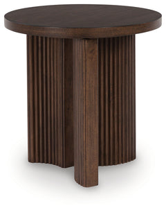 Ashley Furniture - KORESTONE END TABLE - Dark Brown Wood - Tables