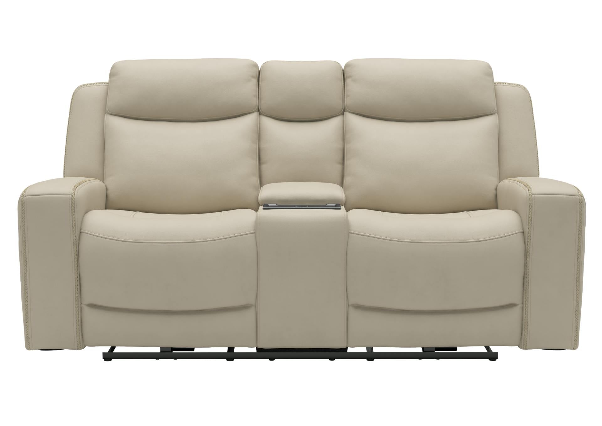 Adeline Leather Power Loveseat With Console - Pristine