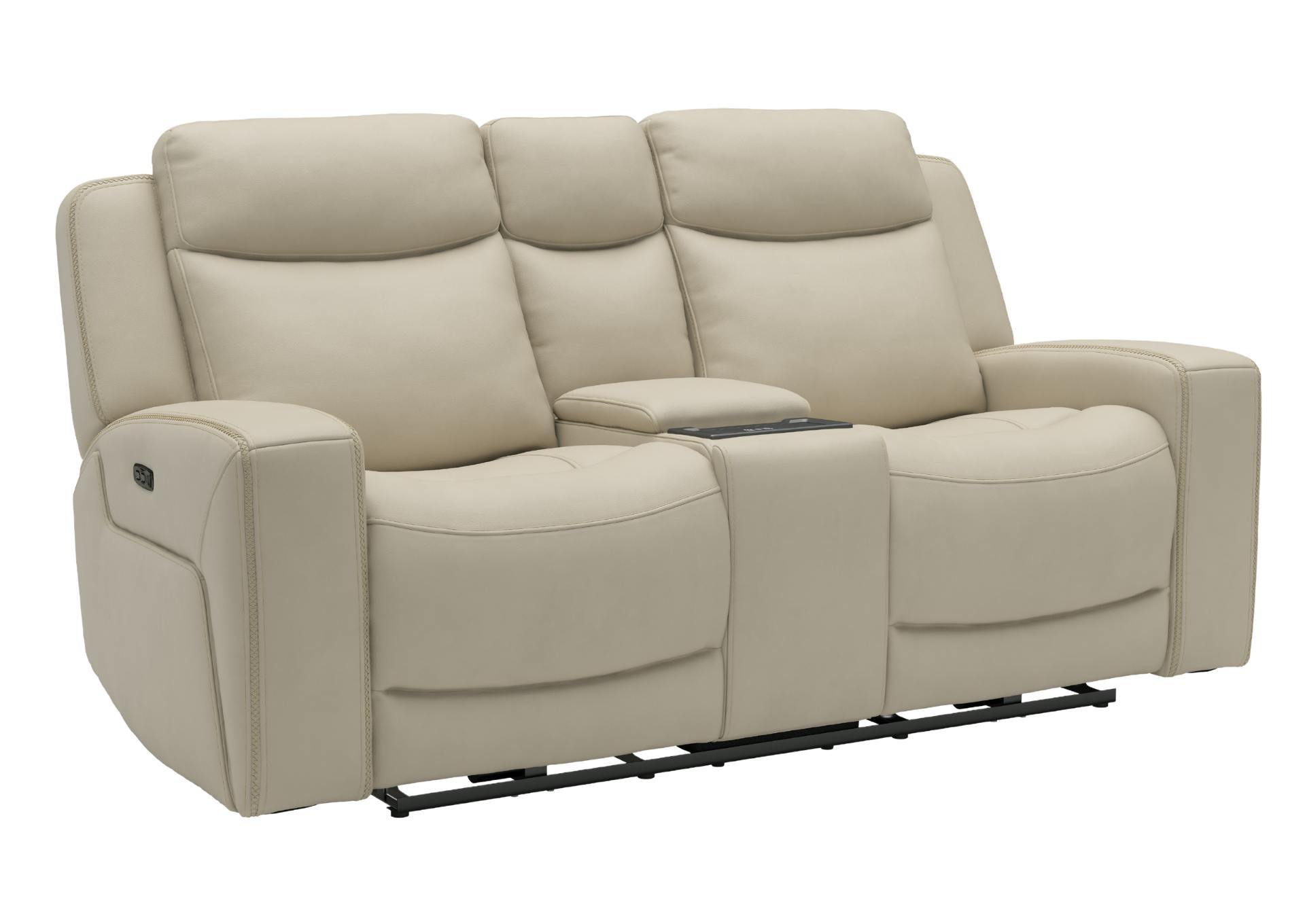 Adeline Leather Power Loveseat With Console - Pristine - Additional View 1