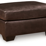 Ashley Furniture - Santorine Ottoman - Dark Brown Leather Match - Ottomans