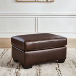 Ashley Furniture - Santorine Ottoman - Dark Brown Leather Match - Ottomans - Additional View 1