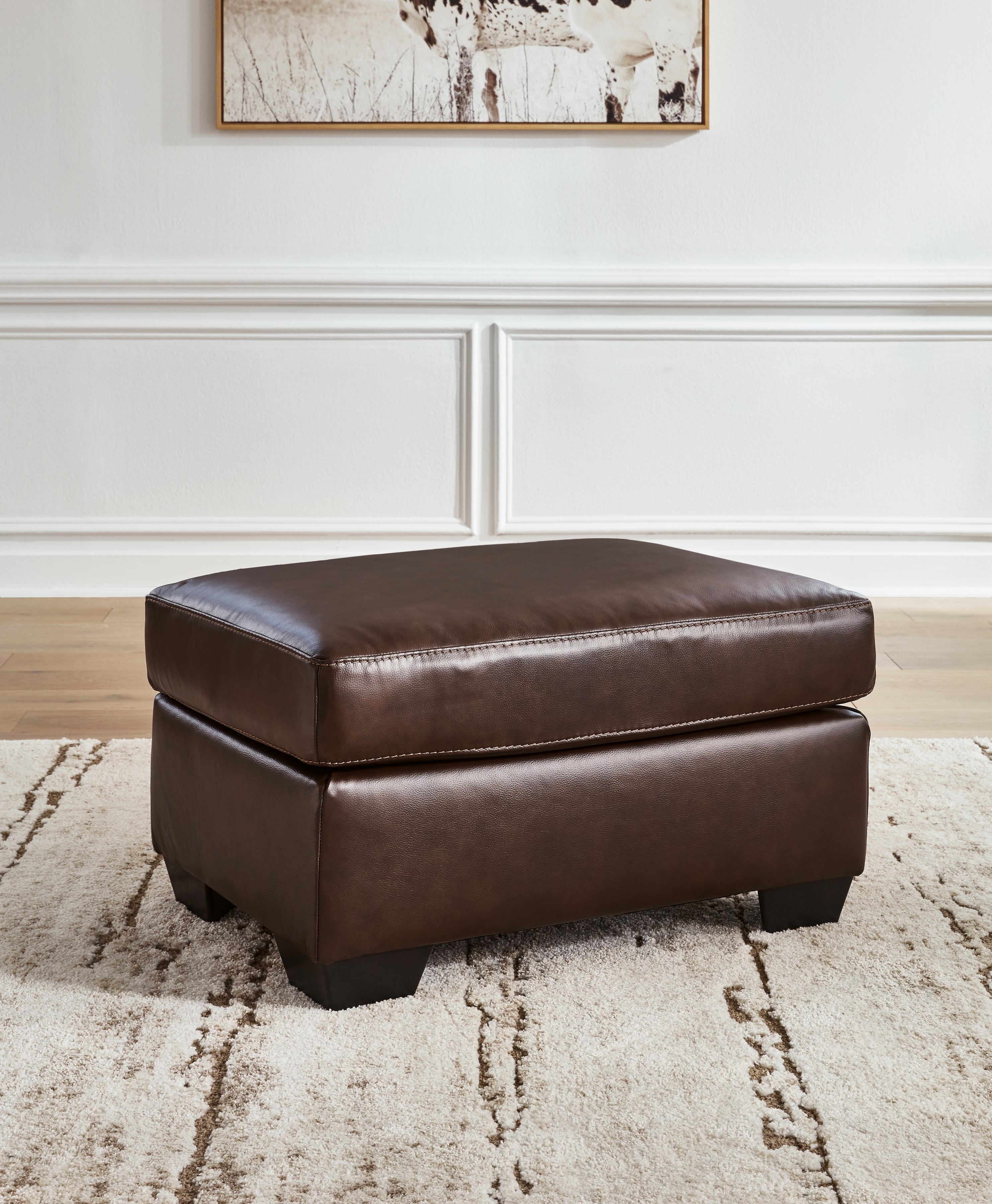 Ashley Furniture - Santorine Ottoman - Dark Brown Leather Match - Ottomans - Additional View 1