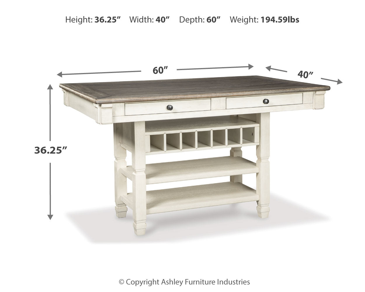 Ashley Furniture - Bolanburg Counter Table - Beige Wood - Tables - Additional View 3