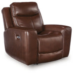 Ashley Furniture - MOMENTUM MAHOGANY LEATHER 2P POWER RECLINER WITH ADJUSTABLE HEADREST - Dark Brown Leather Match - Recliners
