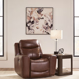 Ashley Furniture - MOMENTUM MAHOGANY LEATHER 2P POWER RECLINER WITH ADJUSTABLE HEADREST - Dark Brown Leather Match - Recliners - Additional View 1