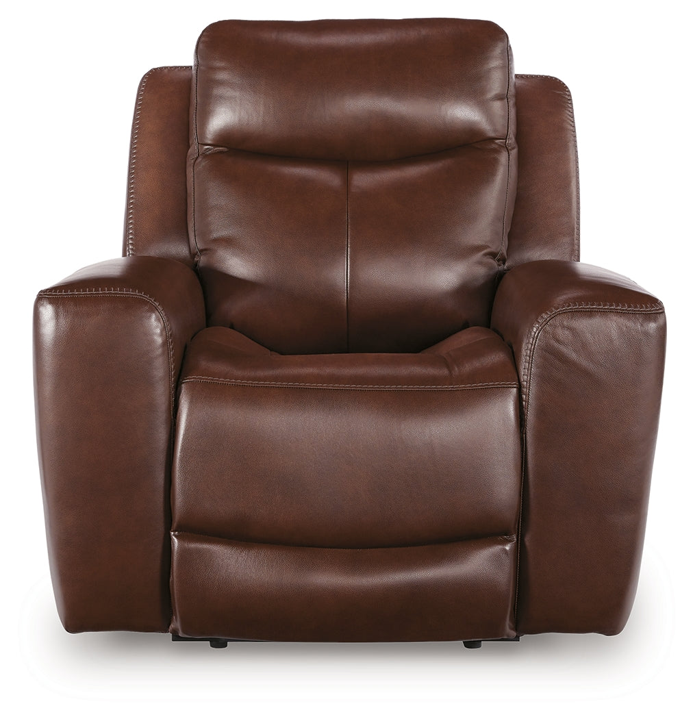 Ashley Furniture - MOMENTUM MAHOGANY LEATHER 2P POWER RECLINER WITH ADJUSTABLE HEADREST - Dark Brown Leather Match - Recliners - Additional View 3