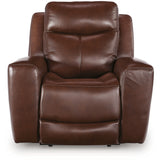 Ashley Furniture - MOMENTUM MAHOGANY LEATHER 2P POWER RECLINER WITH ADJUSTABLE HEADREST - Dark Brown Leather Match - Recliners - Additional View 3