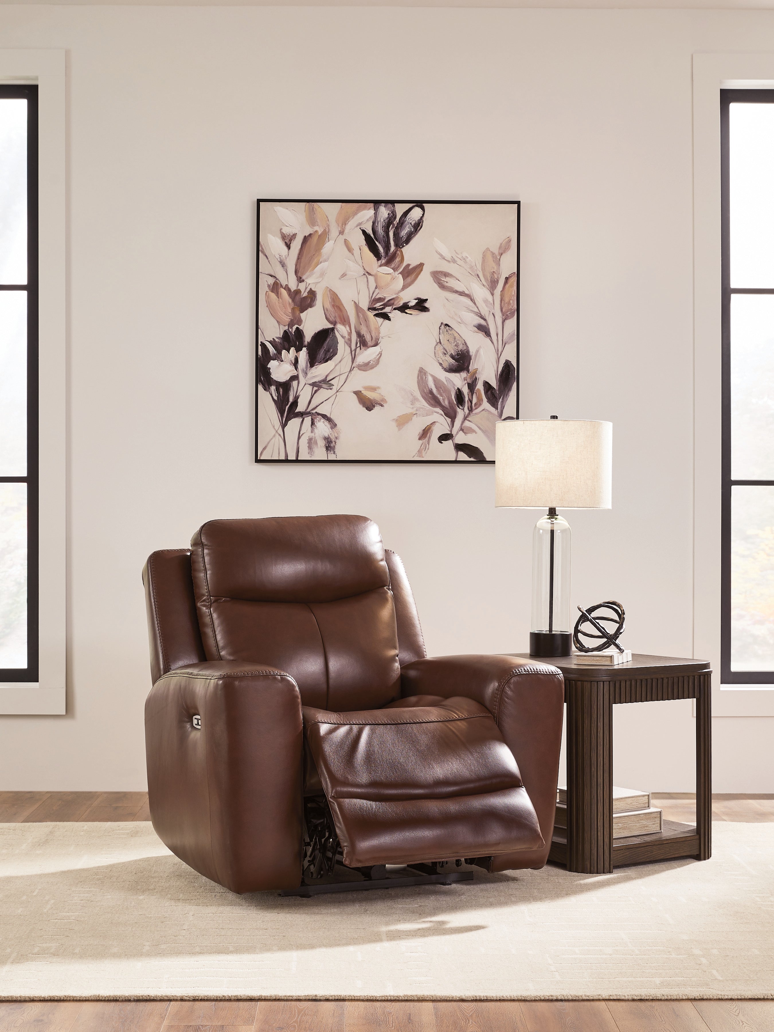 Ashley Furniture - MOMENTUM MAHOGANY LEATHER 2P POWER RECLINER WITH ADJUSTABLE HEADREST - Dark Brown Leather Match - Recliners - Additional View 6
