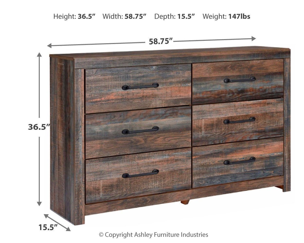 Ashley Furniture - Drystan Dresser - Brown - Beige Wood - Dresser & Mirror - Additional View 3
