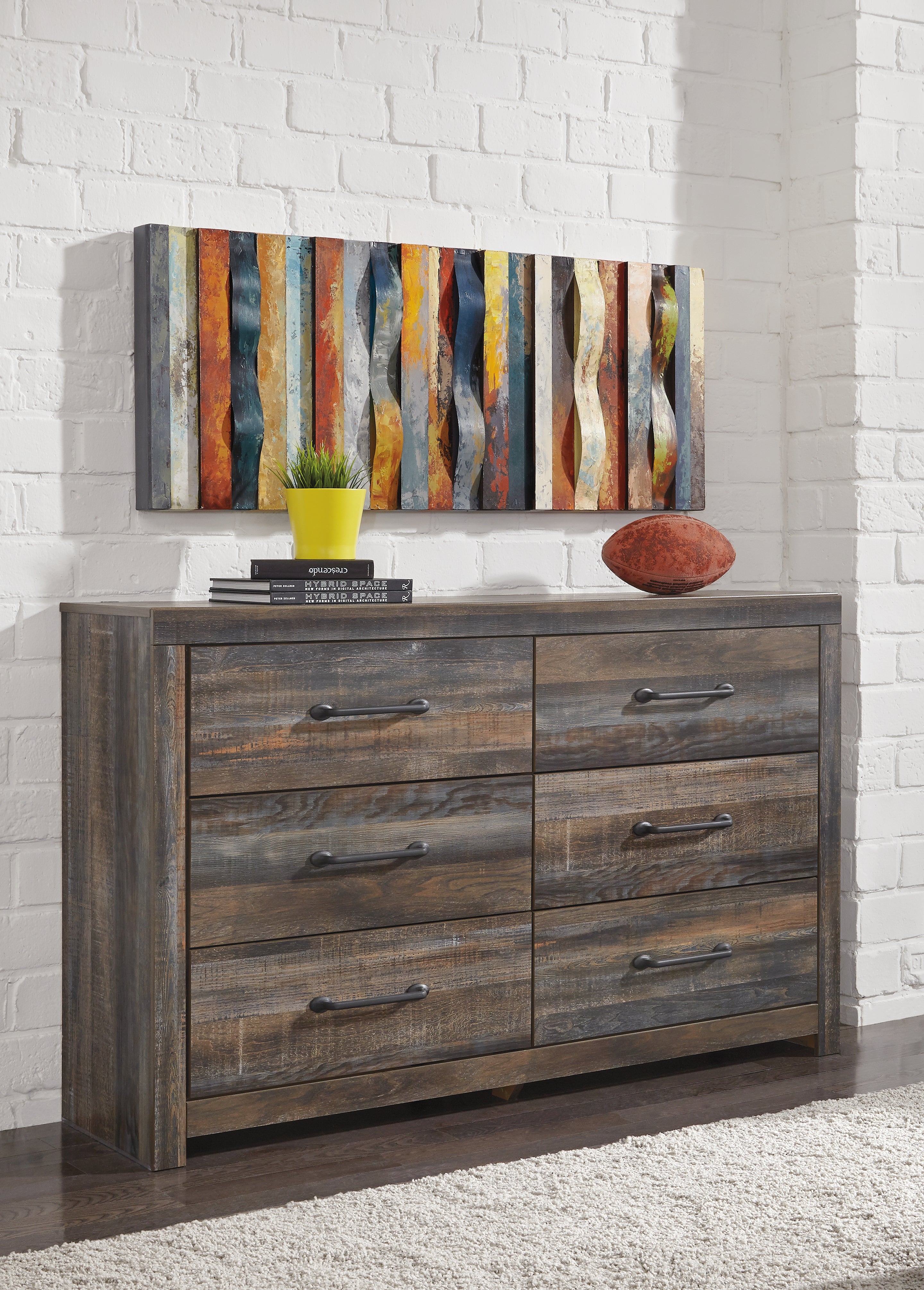 Ashley Furniture - Drystan Dresser - Brown - Beige Wood - Dresser & Mirror - Additional View 5