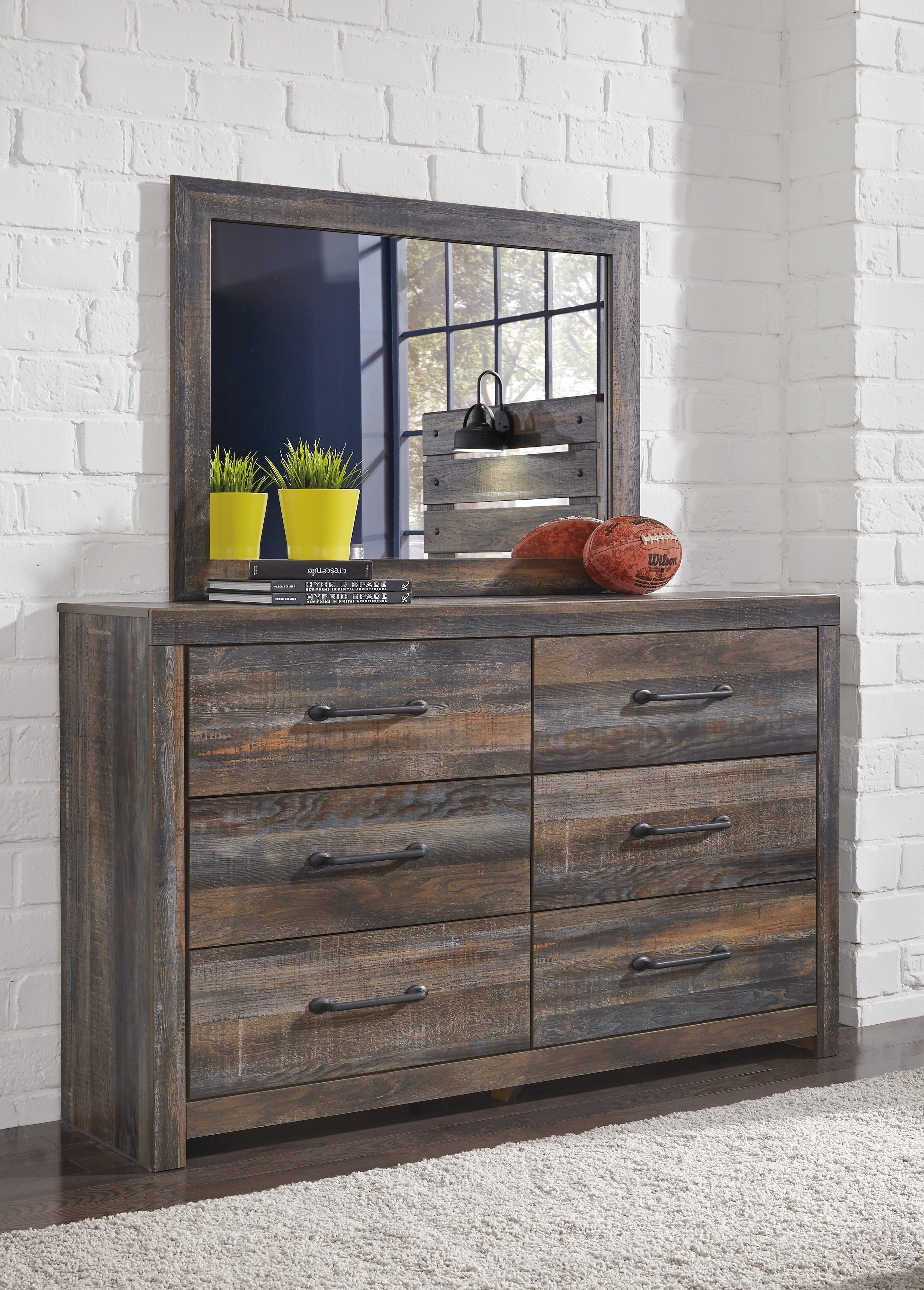 Ashley Furniture - Drystan Dresser - Brown - Beige Wood - Dresser & Mirror - Additional View 6