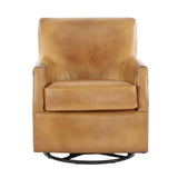 VENETIAN COGNAC LEATHER SWIVEL GLIDER CHAIR