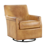 VENETIAN COGNAC LEATHER SWIVEL GLIDER CHAIR - Additional View 1
