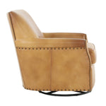 VENETIAN COGNAC LEATHER SWIVEL GLIDER CHAIR - Additional View 2