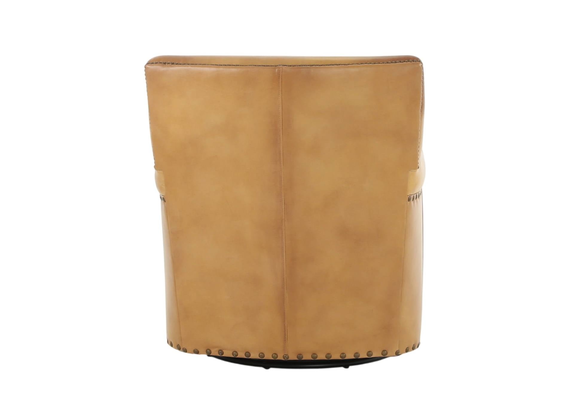 VENETIAN COGNAC LEATHER SWIVEL GLIDER CHAIR - Additional View 3