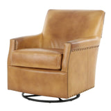 VENETIAN COGNAC LEATHER SWIVEL GLIDER CHAIR - Additional View 5