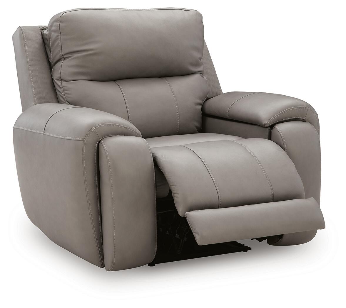 Ashley Furniture - TRENDSETTER PWR RECLINER W/ AUDIO - Gray Leather Match - Recliners - Additional View 2