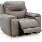 Ashley Furniture - TRENDSETTER PWR RECLINER W/ AUDIO - Gray Leather Match - Recliners - Additional View 2