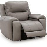 Ashley Furniture - TRENDSETTER PWR RECLINER W/ AUDIO - Gray Leather Match - Recliners - Additional View 2
