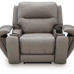 Ashley Furniture - TRENDSETTER PWR RECLINER W/ AUDIO - Gray Leather Match - Recliners - Additional View 4