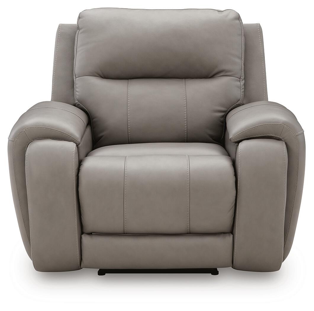 Ashley Furniture - TRENDSETTER PWR RECLINER W/ AUDIO - Gray Leather Match - Recliners - Additional View 5